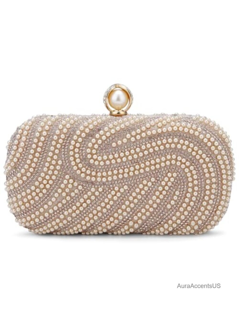 Pearl Beaded Clutch Purse Evening Bag Detachable Chain Wedding Party